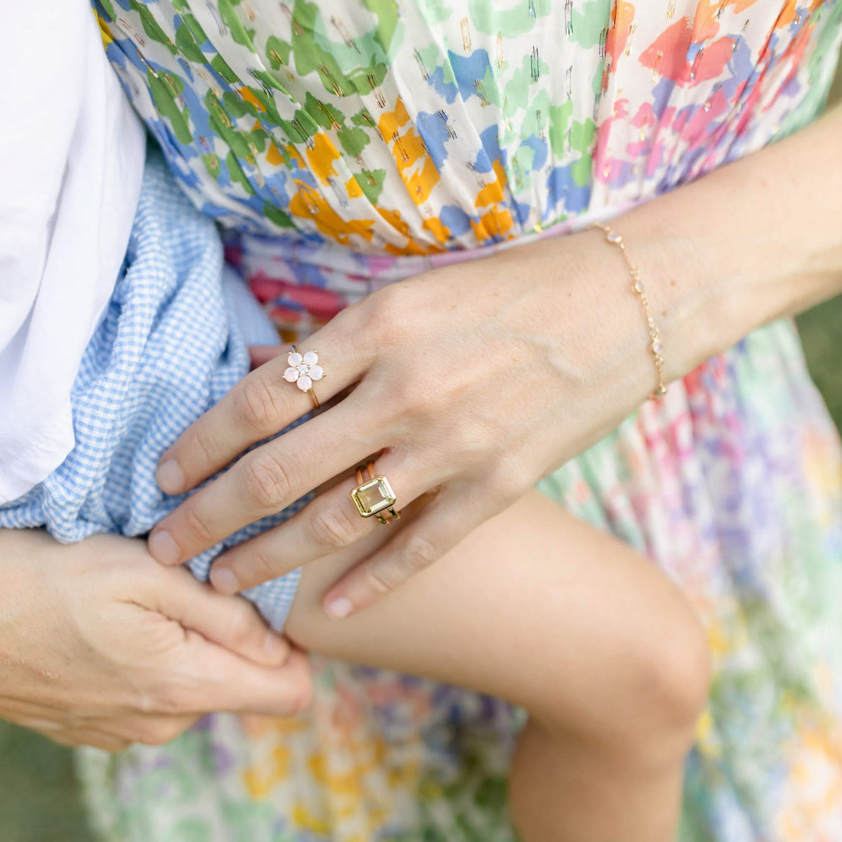 Greenwich Flower Opal & Diamond Ring in 14k Gold (October)