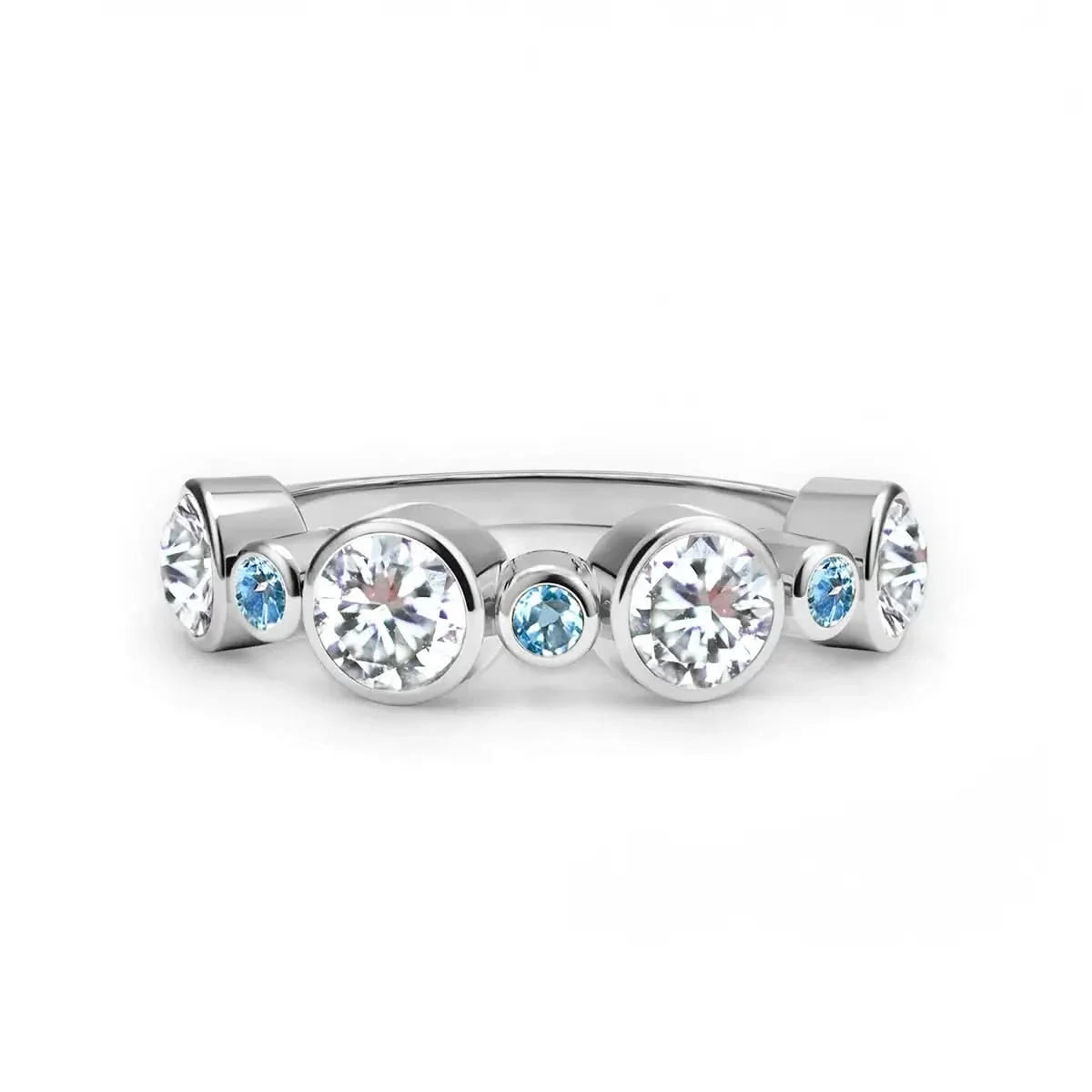 Barrington Diamond Band Ring with Nantucket Blue Topaz in 14k Gold (December)