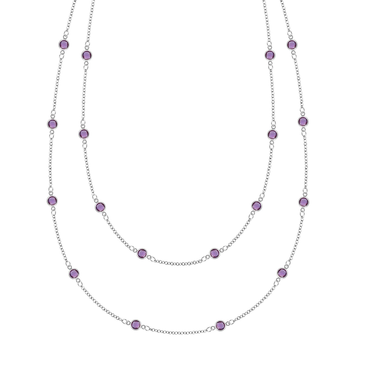 Bayberry Amethyst Long Necklace in 14k Gold (February)