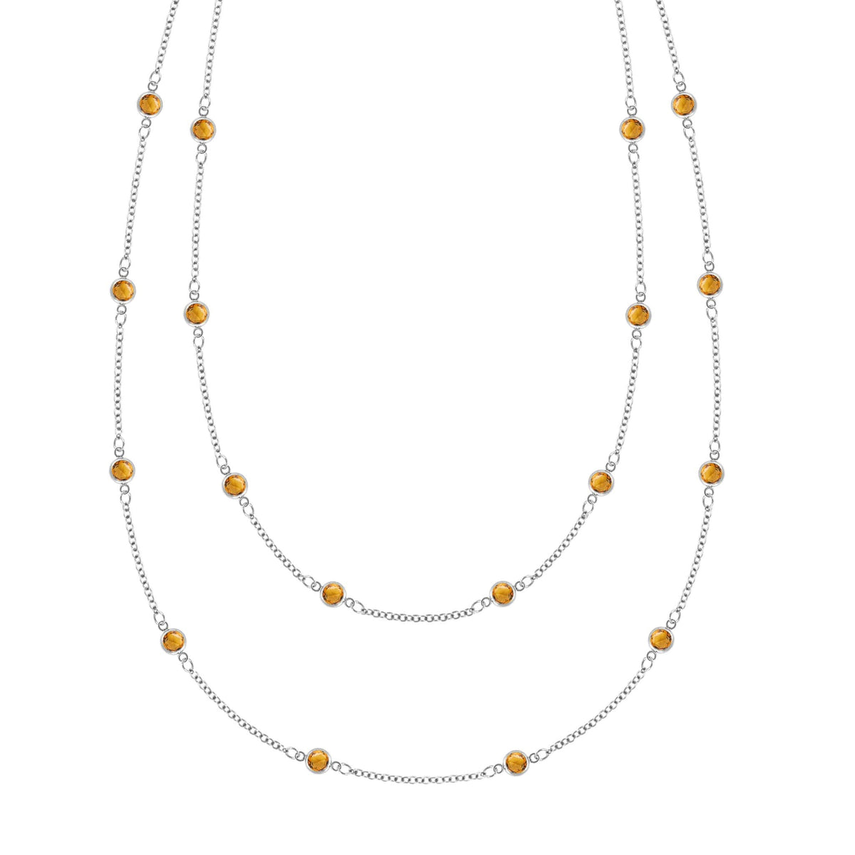 Bayberry Citrine Long Necklace in 14k Gold (November)