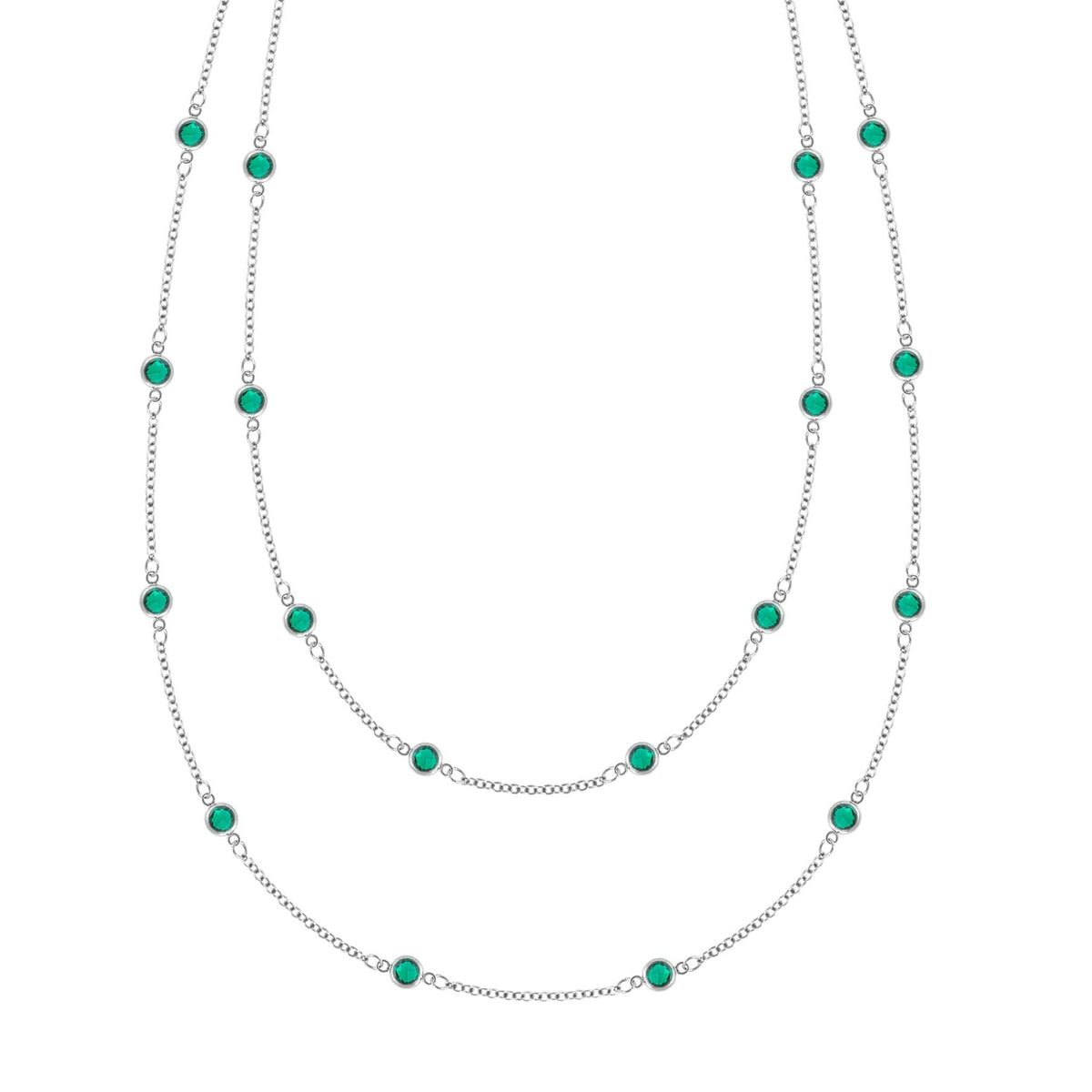 Bayberry Emerald Long Necklace in 14k Gold (May)