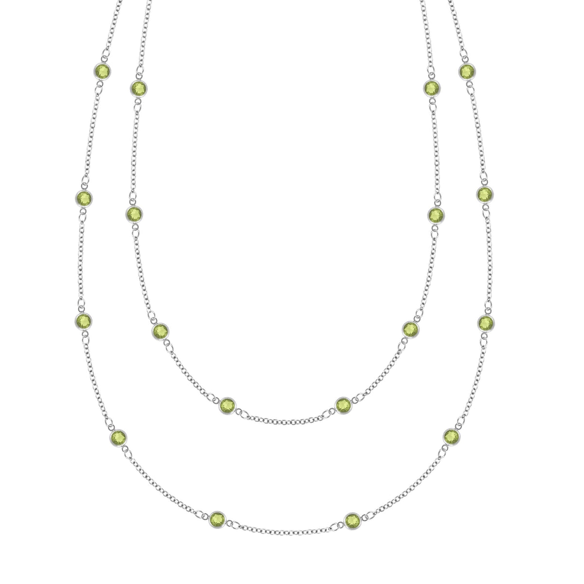 Bayberry Peridot Long Necklace in 14k Gold (August)