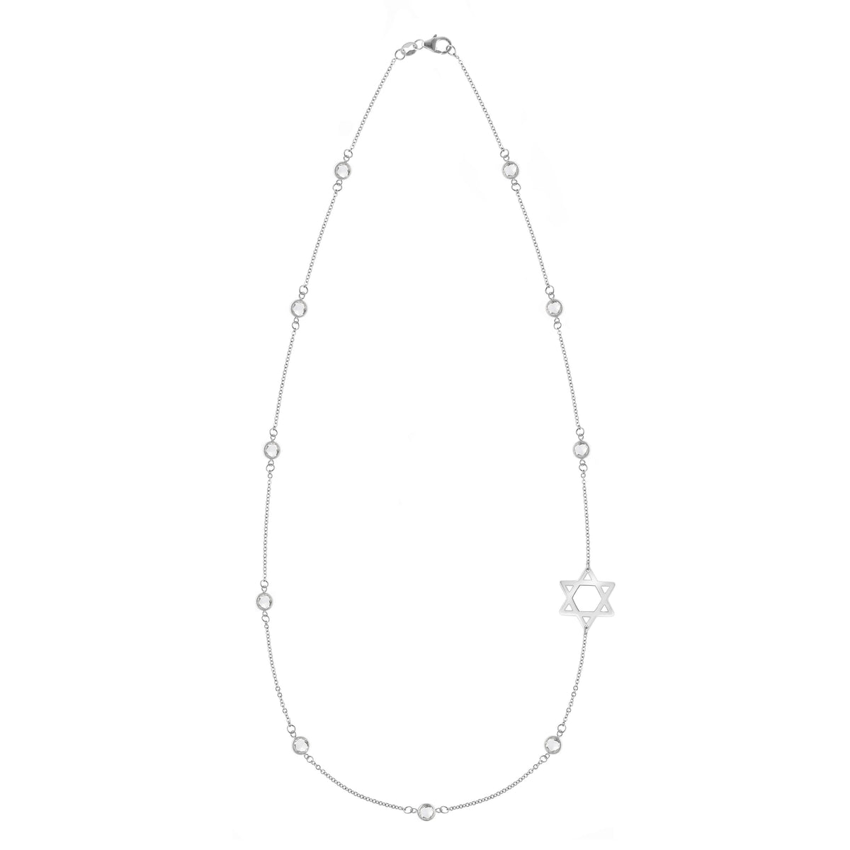 Bayberry White Topaz Star of David Necklace in 14k Gold (April)