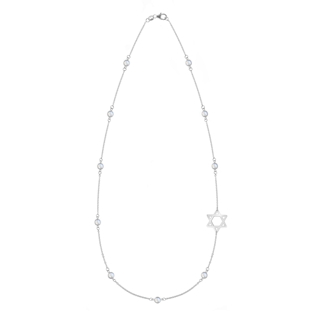 Bayberry Moonstone Star of David Necklace in 14k Gold (June)