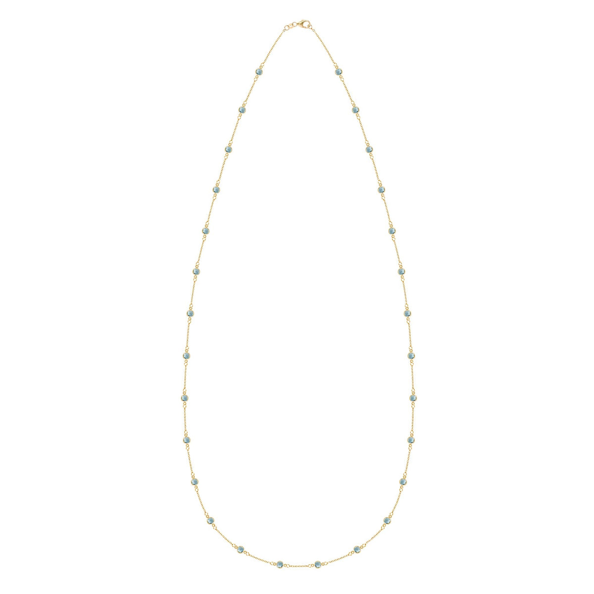 Bayberry Nantucket Blue Topaz Long Necklace in 14k Gold (December)
