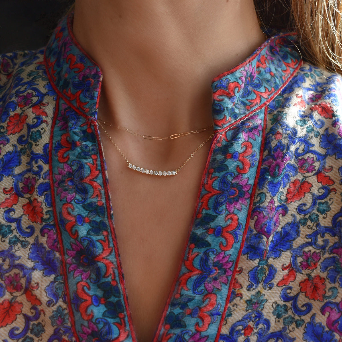 Rosecliff Diamond Bar Necklace in 14k Gold (April)