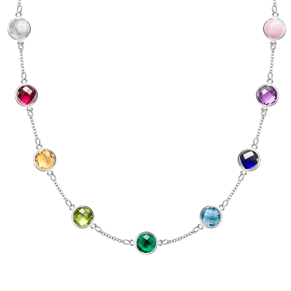 Rainbow Grand 9 Stone Necklace in 14k Gold