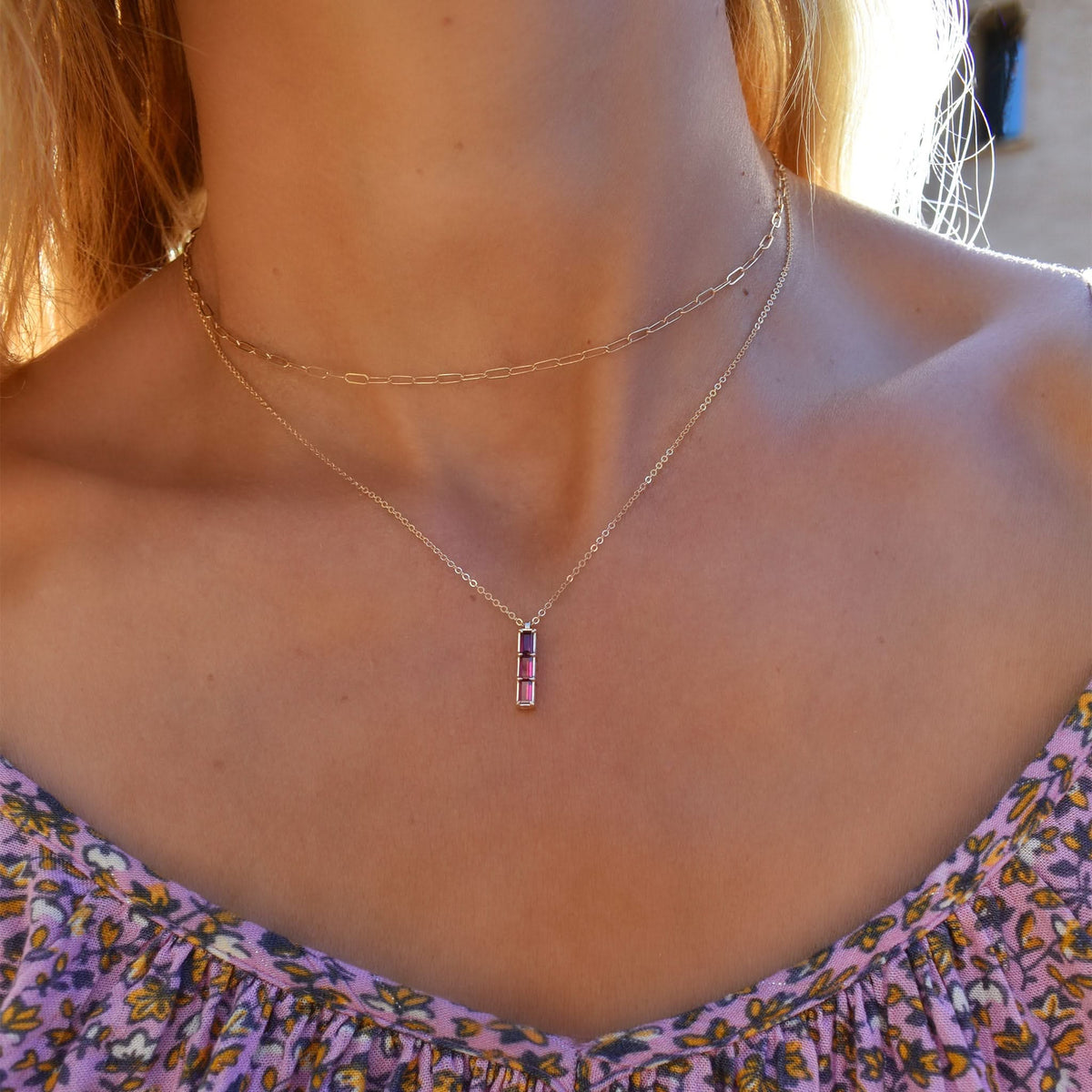 Providence 3 Ruby Pendant in 14k Gold (July)