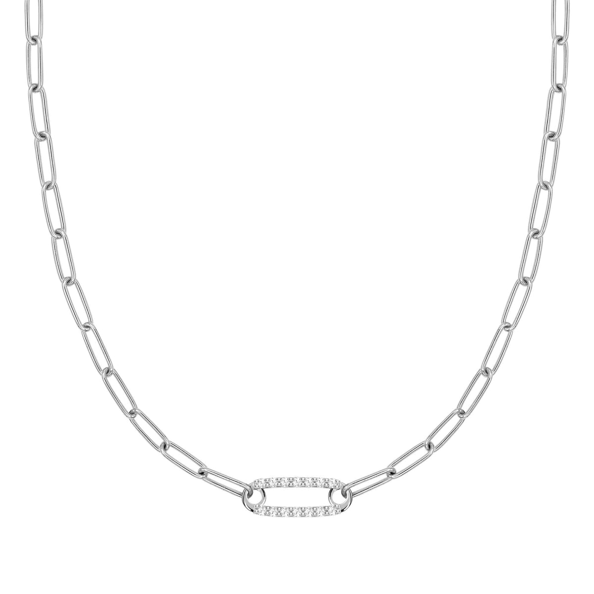 Adelaide 1 Pavé Diamond Link Necklace in 14k Gold (April)