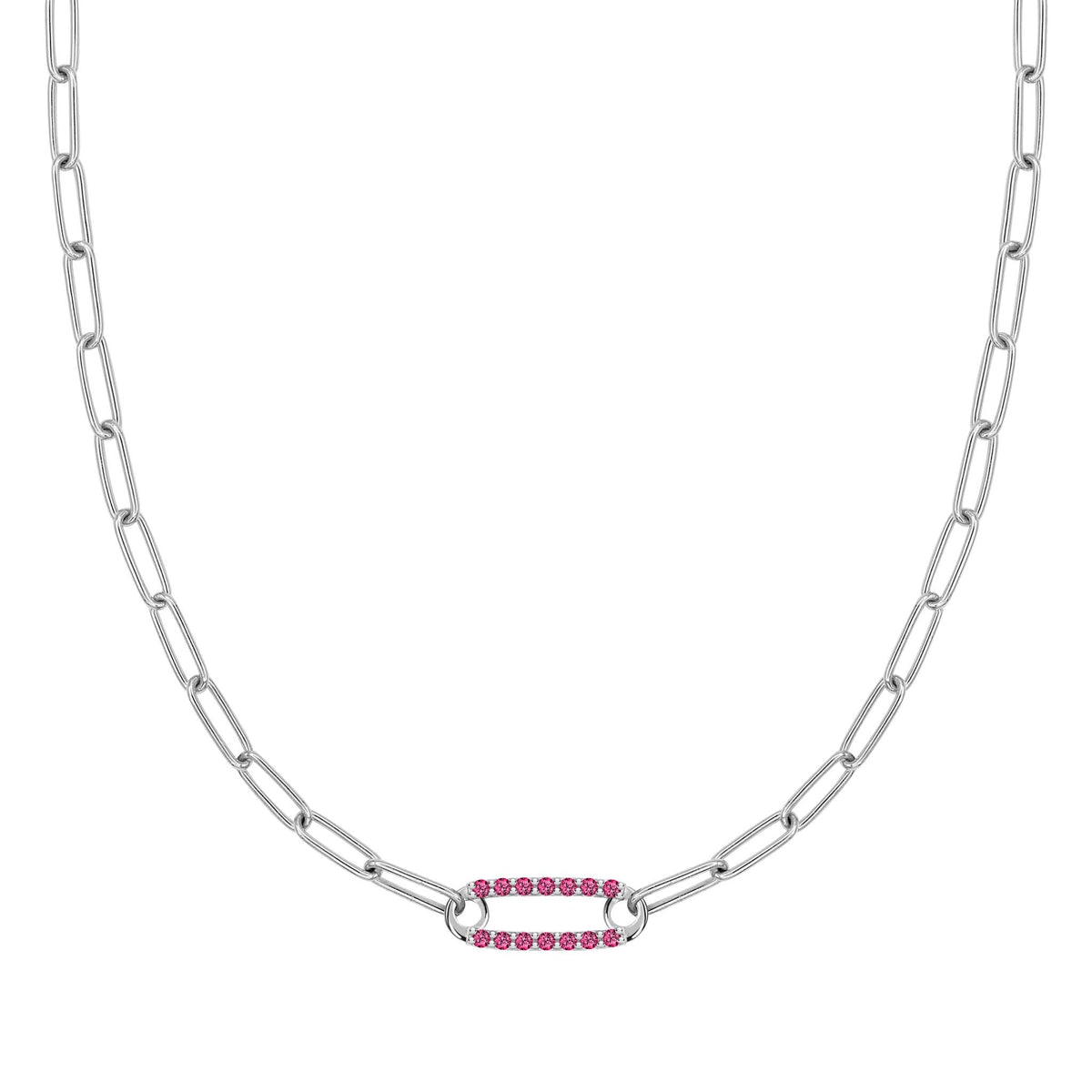 Adelaide 1 Pavé Ruby Link Necklace in 14k Gold (July)