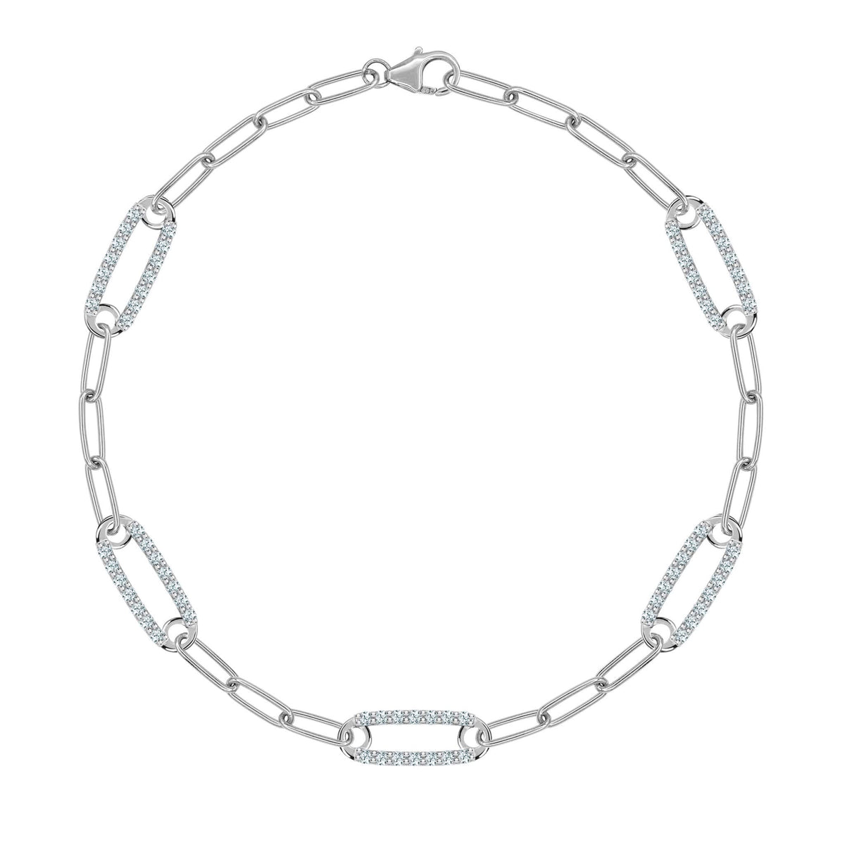 Adelaide 5 Pavé Aquamarine Link Bracelet in 14k Gold (March)