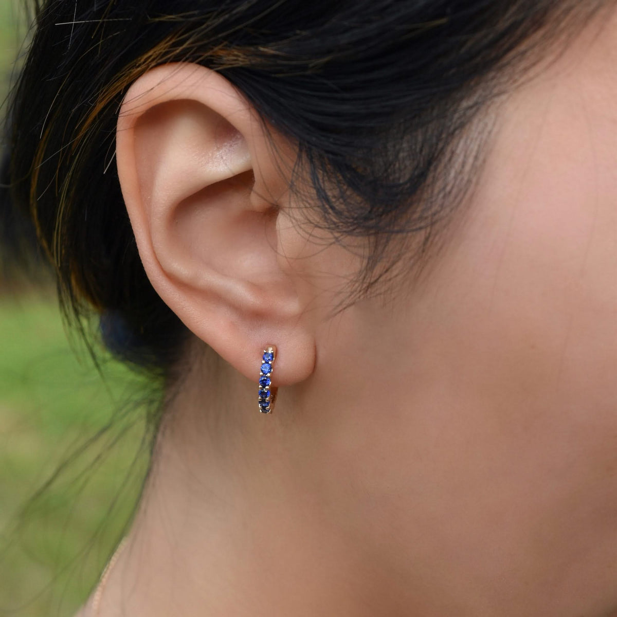 Rosecliff Birthstone Huggie Hoop Earrings in 14k Gold