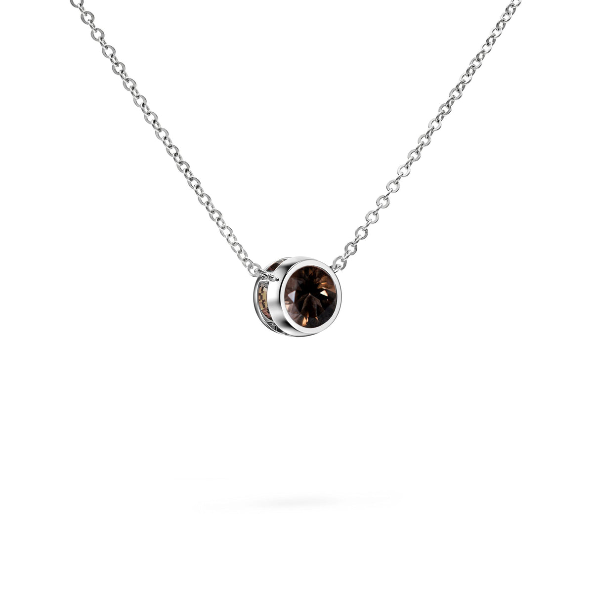 Jamestown Smoky Quartz Solitaire Necklace in 14k Gold (November)