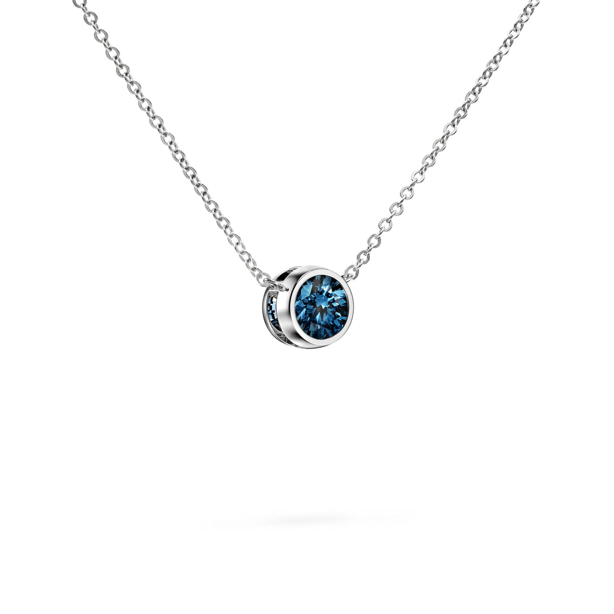 Jamestown Atlantic Blue Topaz Solitaire Necklace in 14k Gold (December)