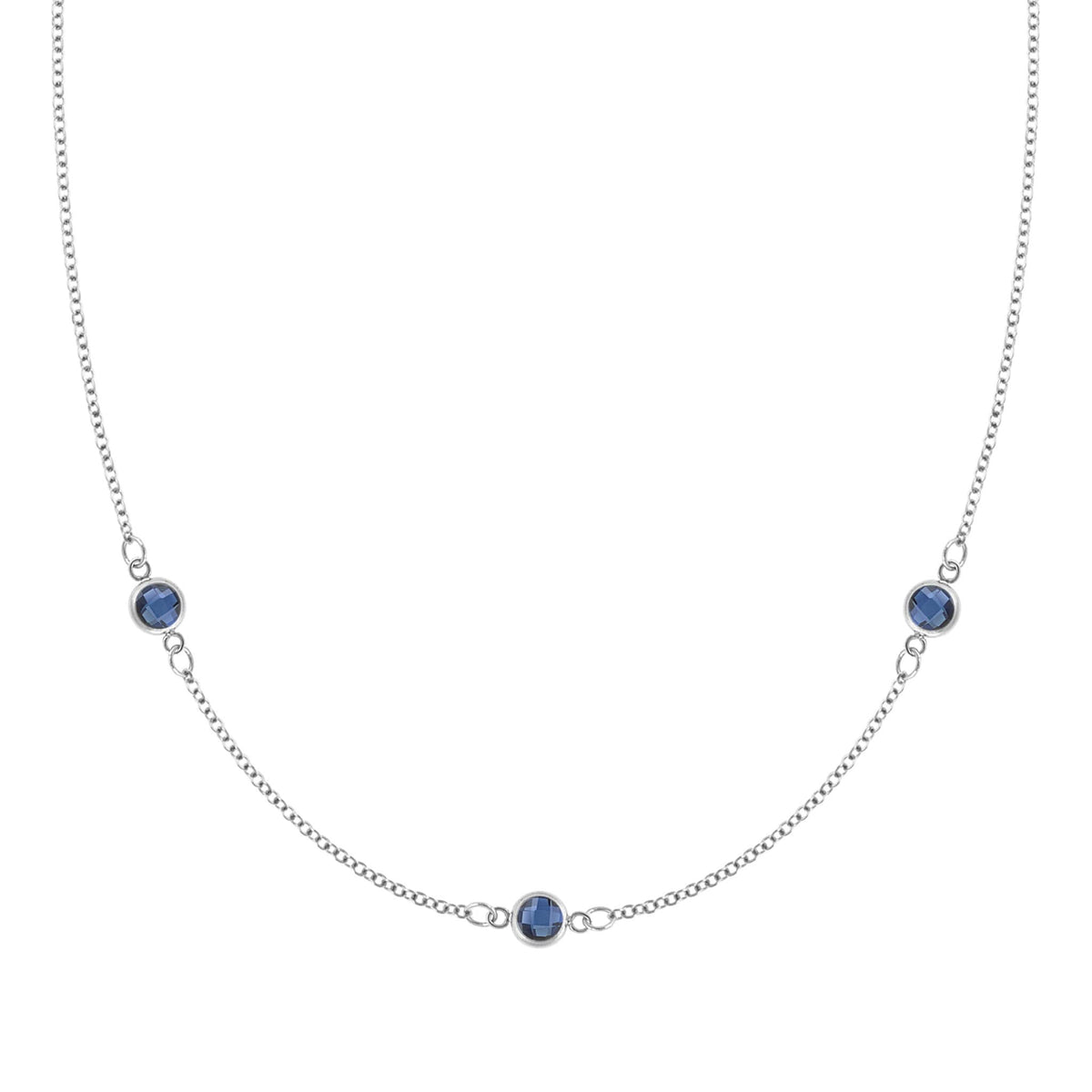 Bayberry 3 Sapphire Necklace in 14k Gold (September)