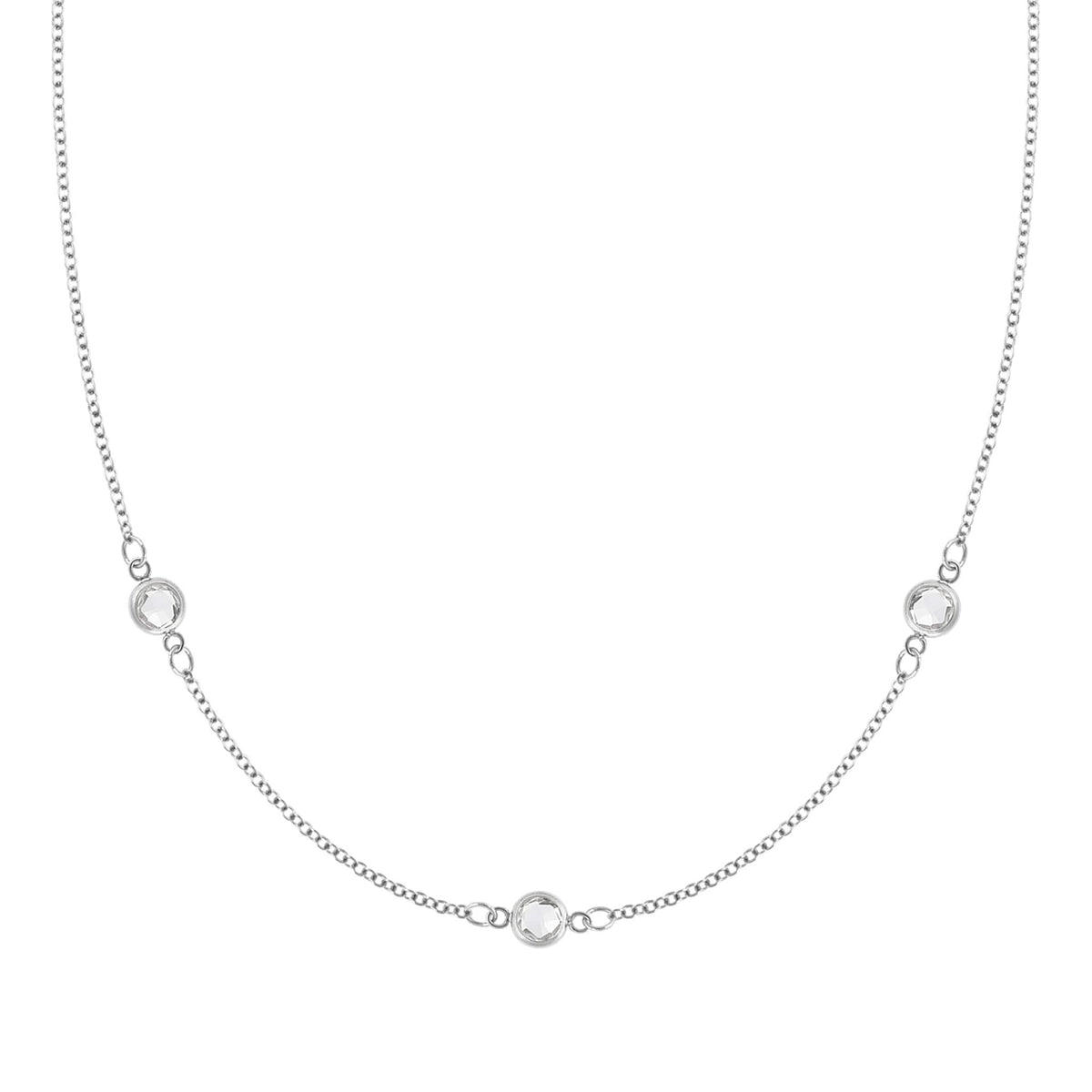 Bayberry 3 White Topaz Necklace in 14k Gold (April)