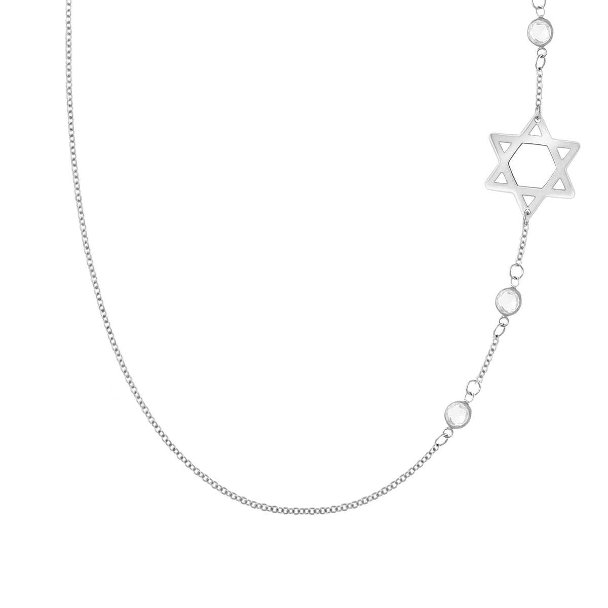 Star of David & Petite 3 Birthstone Necklace in 14k Gold