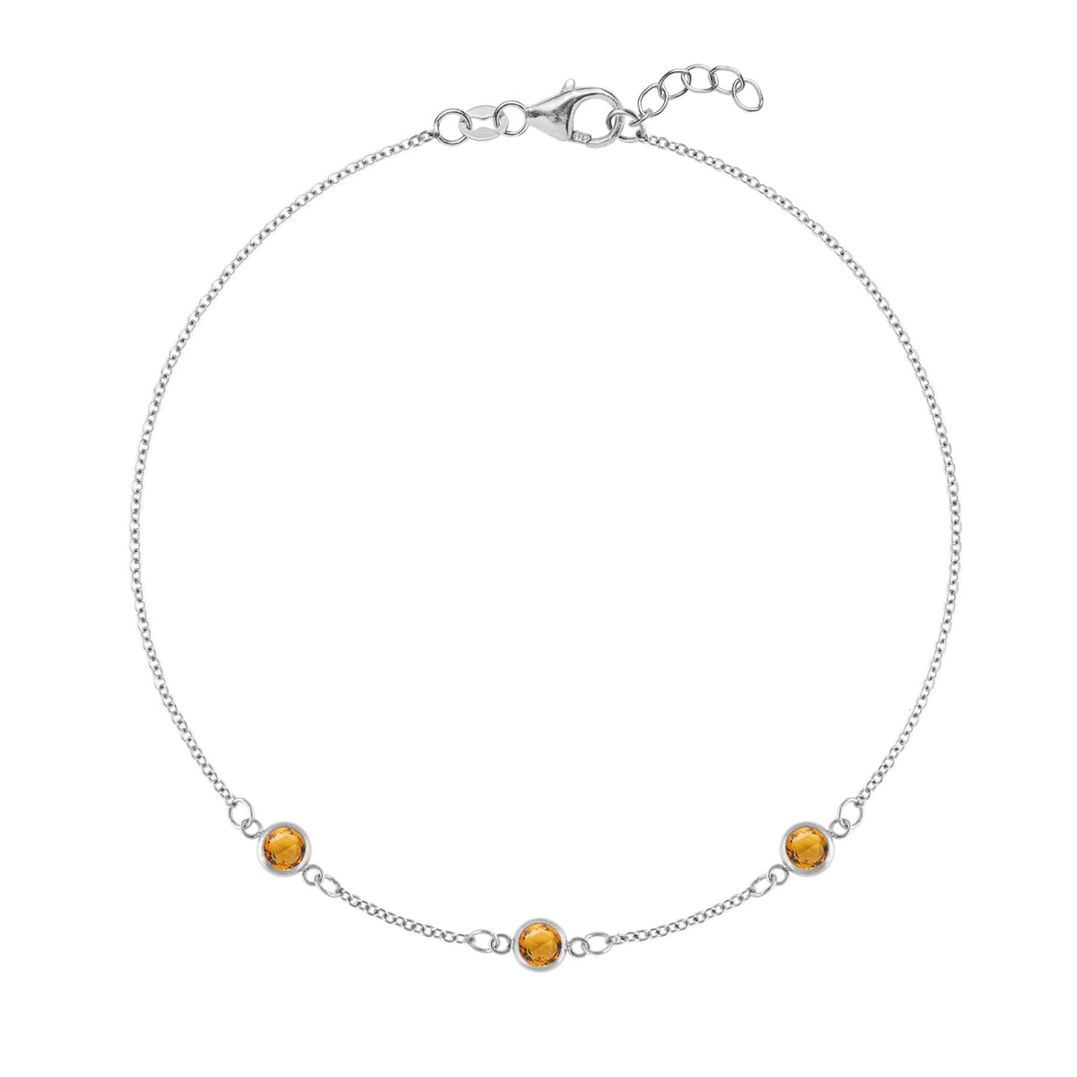 Bayberry 3 Citrine Bracelet in 14k Gold (November)