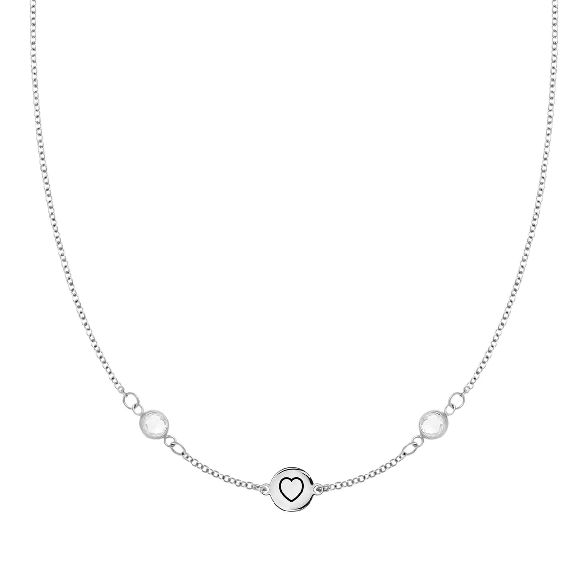 Heart Disc & Petite 2 Birthstone Necklace in 14k Gold (13 Link)