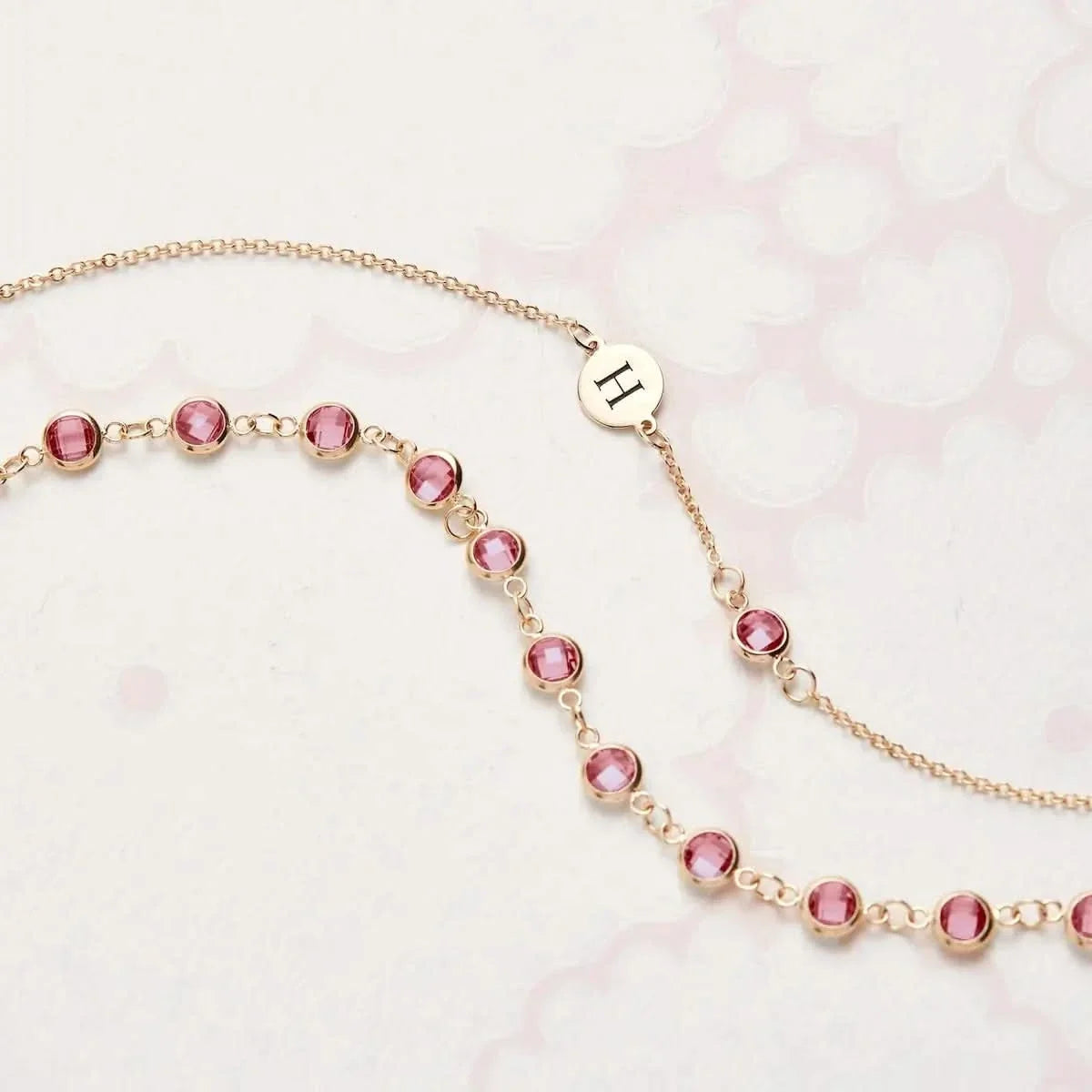 Newport Pink Sapphire Necklace in 14k Gold (October)