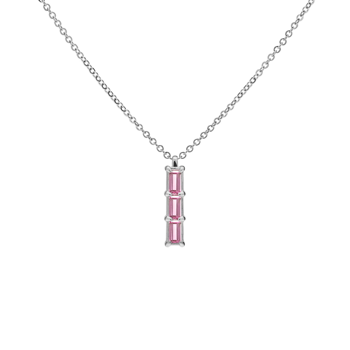 Providence 3 Pink Sapphire Pendant in 14k Gold (October)