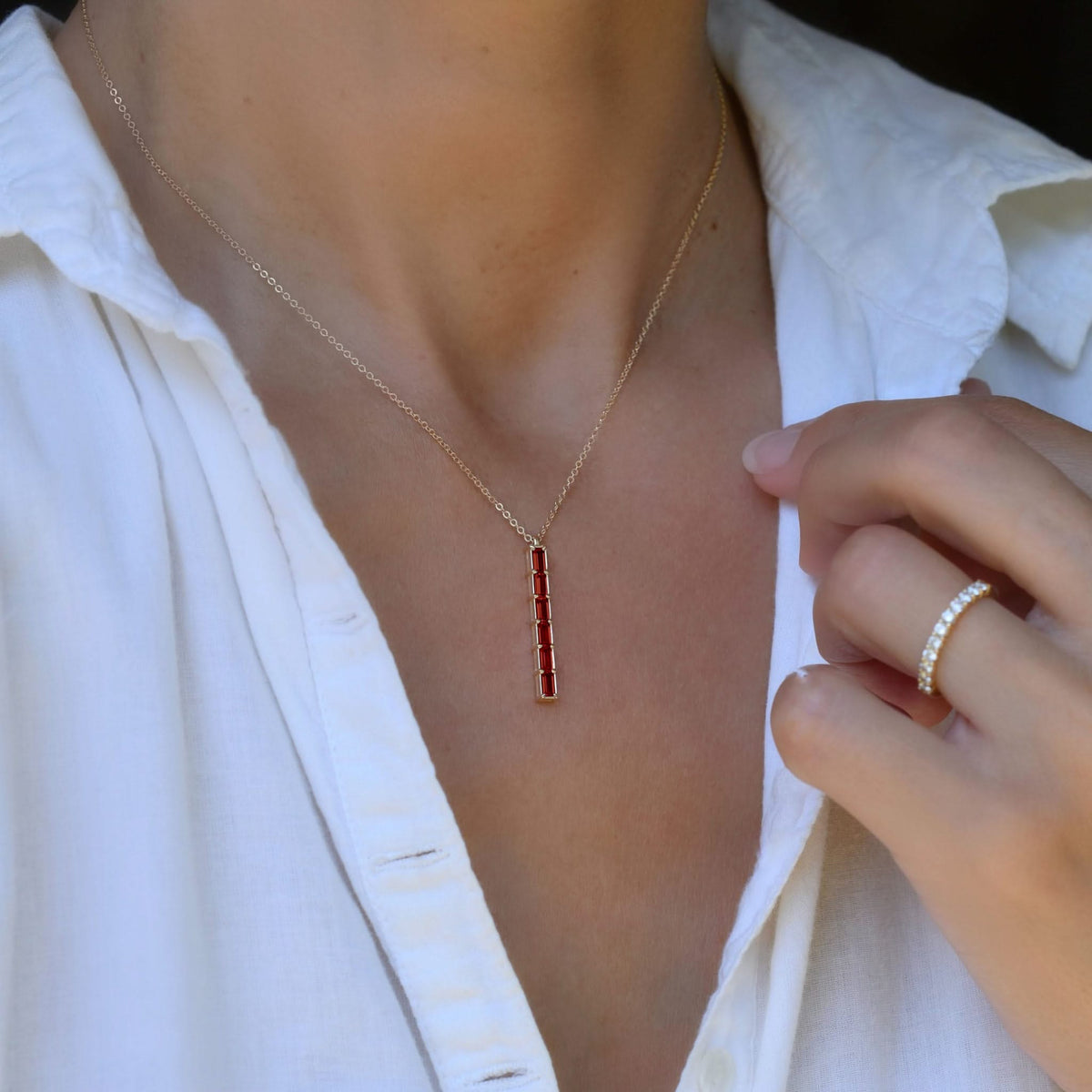 Providence 6 Garnet Pendant in 14k Gold (January)