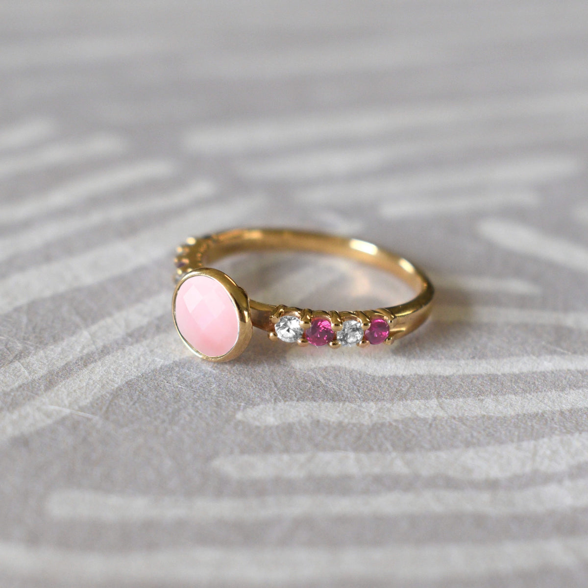 Rosecliff Grand Pink Opal Ring in 14k Gold (October)