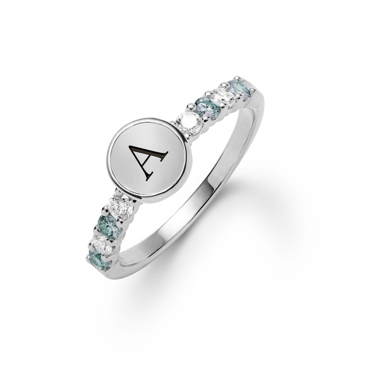 Rosecliff Letter Diamond & Alexandrite Ring in 14k Gold (June)