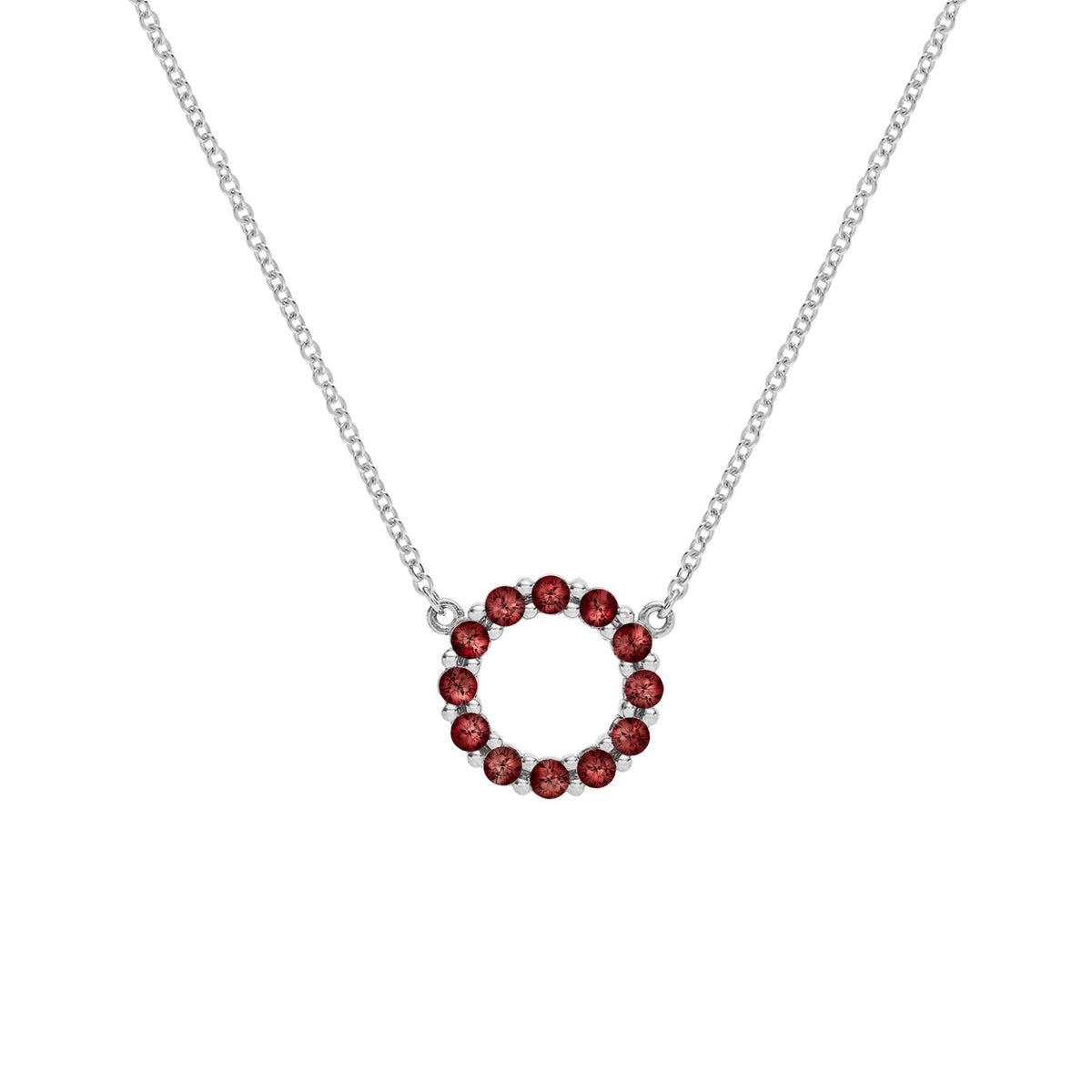 Rosecliff Small Circle Garnet Necklace in 14k Gold (January)