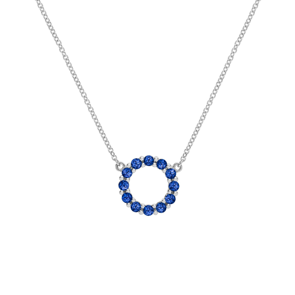 Rosecliff Small Circle Sapphire Necklace in 14k Gold (September)