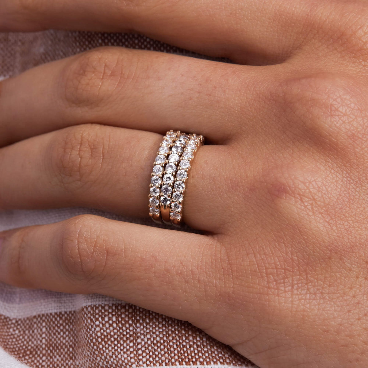 Rosecliff White Topaz Stackable Ring in 14k Gold (April)