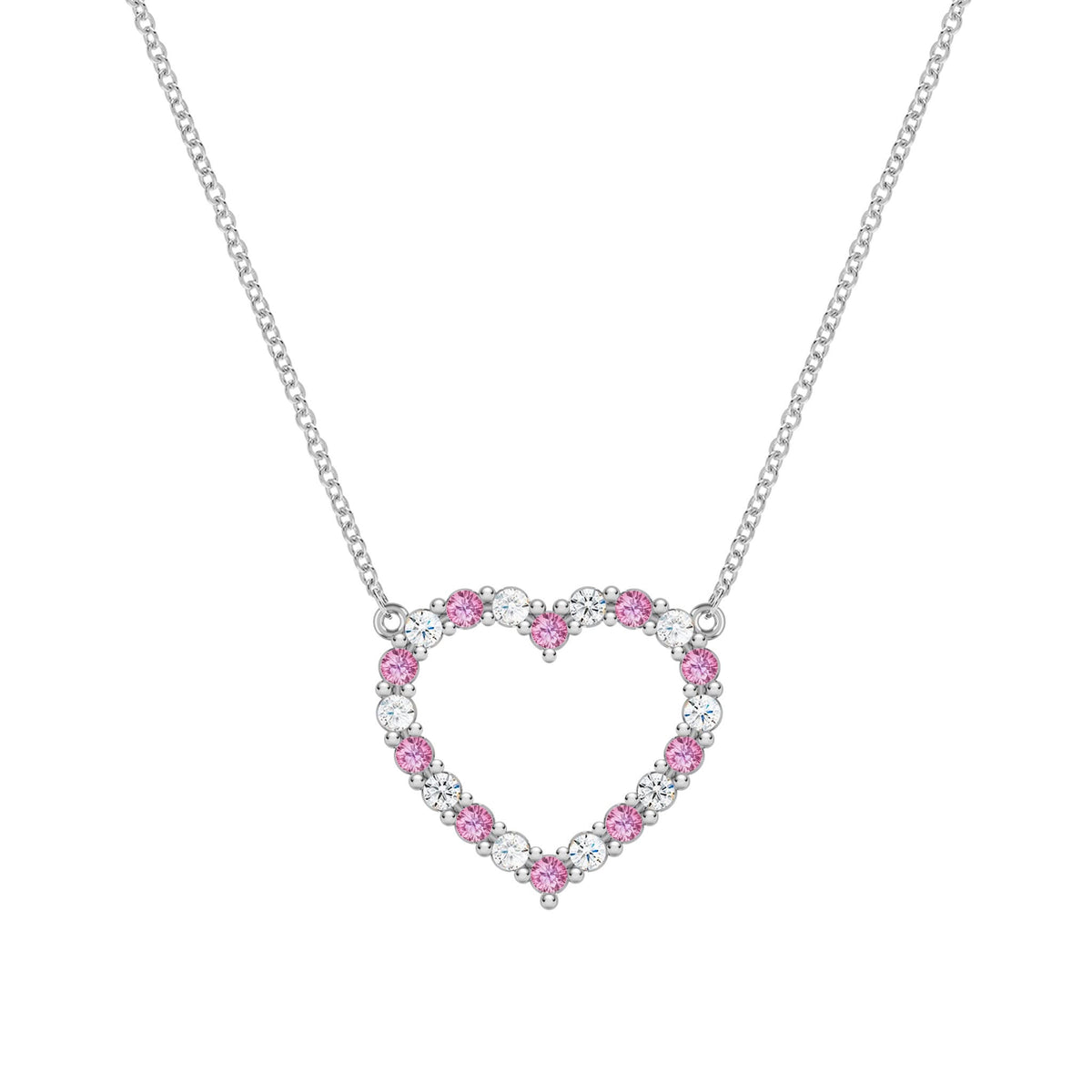 Rosecliff Heart Diamond & Pink Sapphire Necklace in 14k Gold (October)