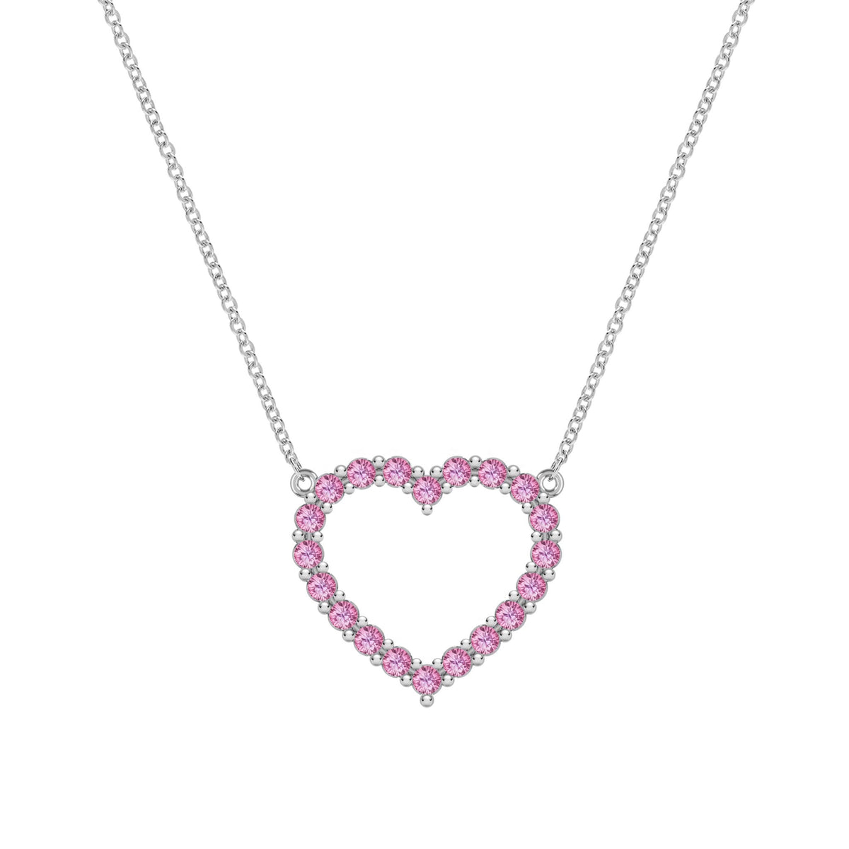 Rosecliff Heart Pink Sapphire Necklace in 14k Gold (October)