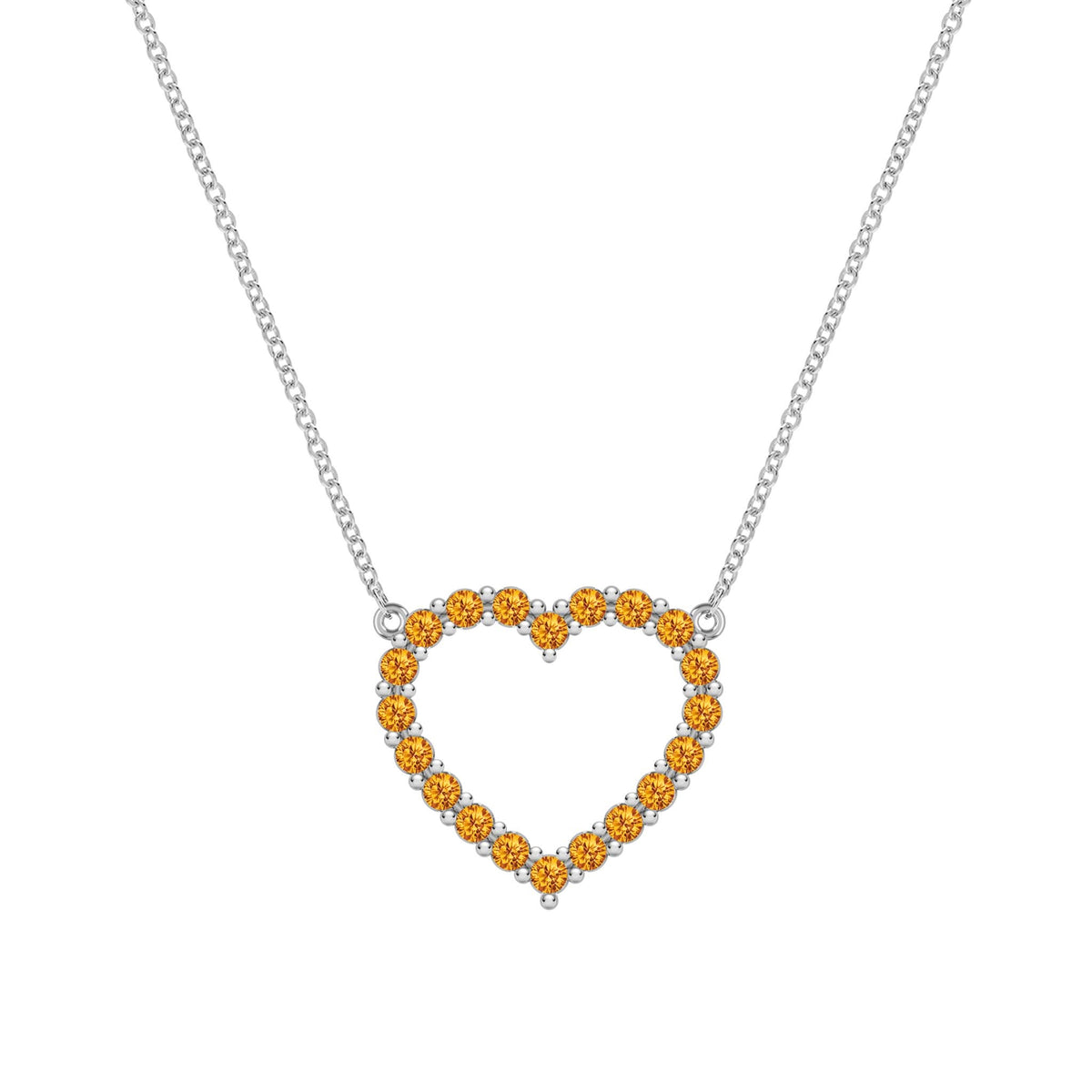 Rosecliff Heart Citrine Necklace in 14k Gold (November)