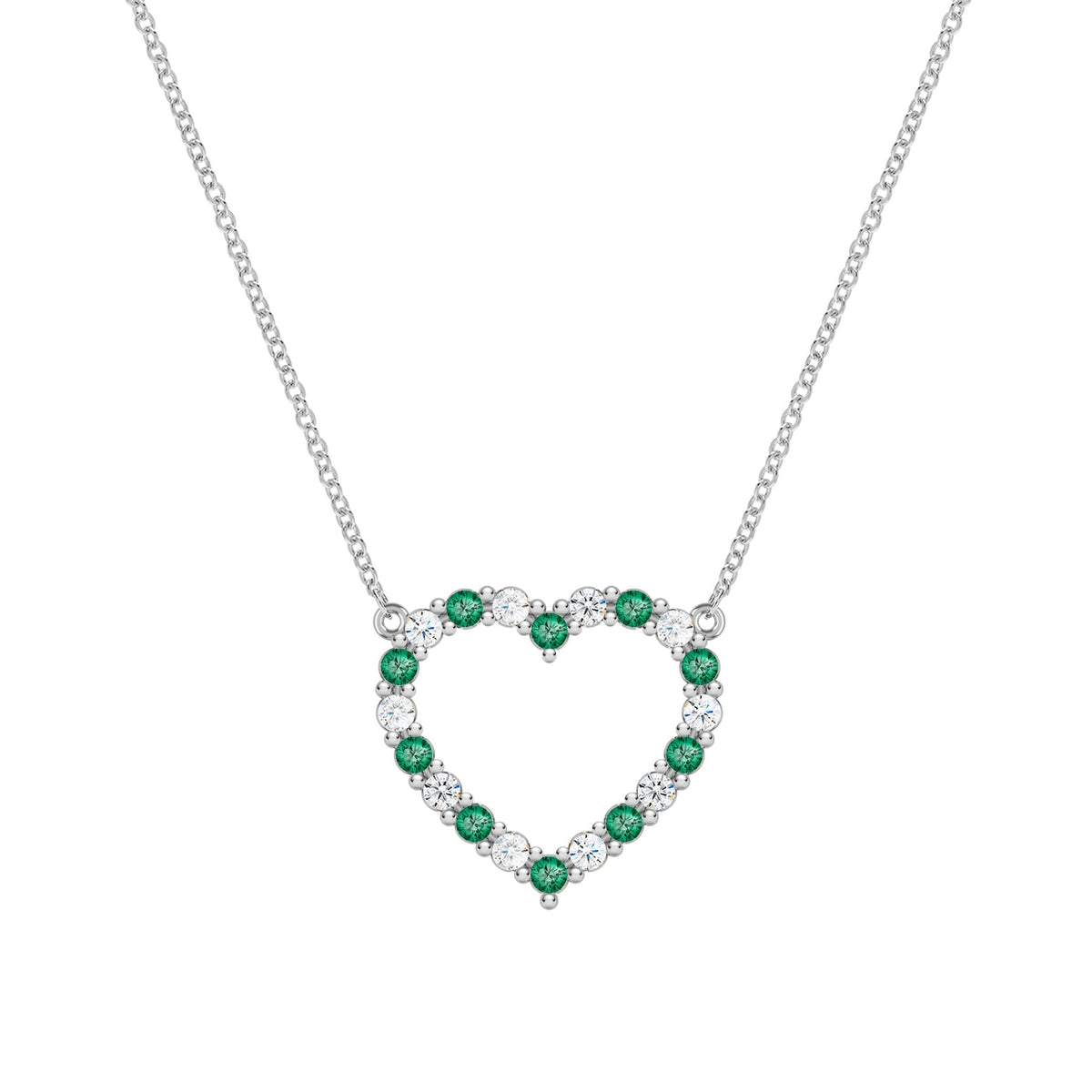 Rosecliff Heart Diamond & Emerald Necklace in 14k Gold (May)