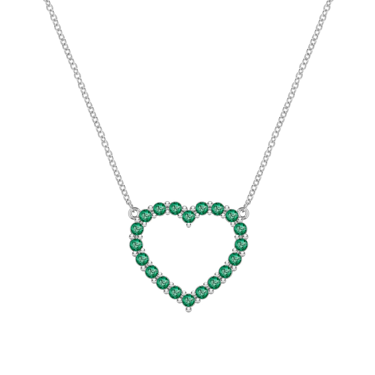 Rosecliff Heart Emerald Necklace in 14k Gold (May)
