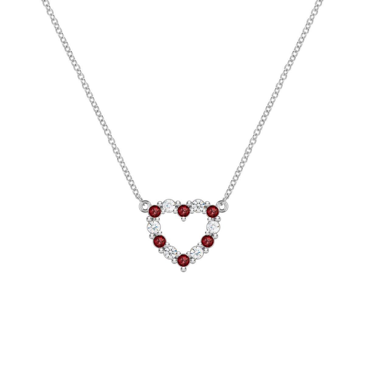 Rosecliff Small Heart Diamond & Garnet Necklace in 14k Gold (January)