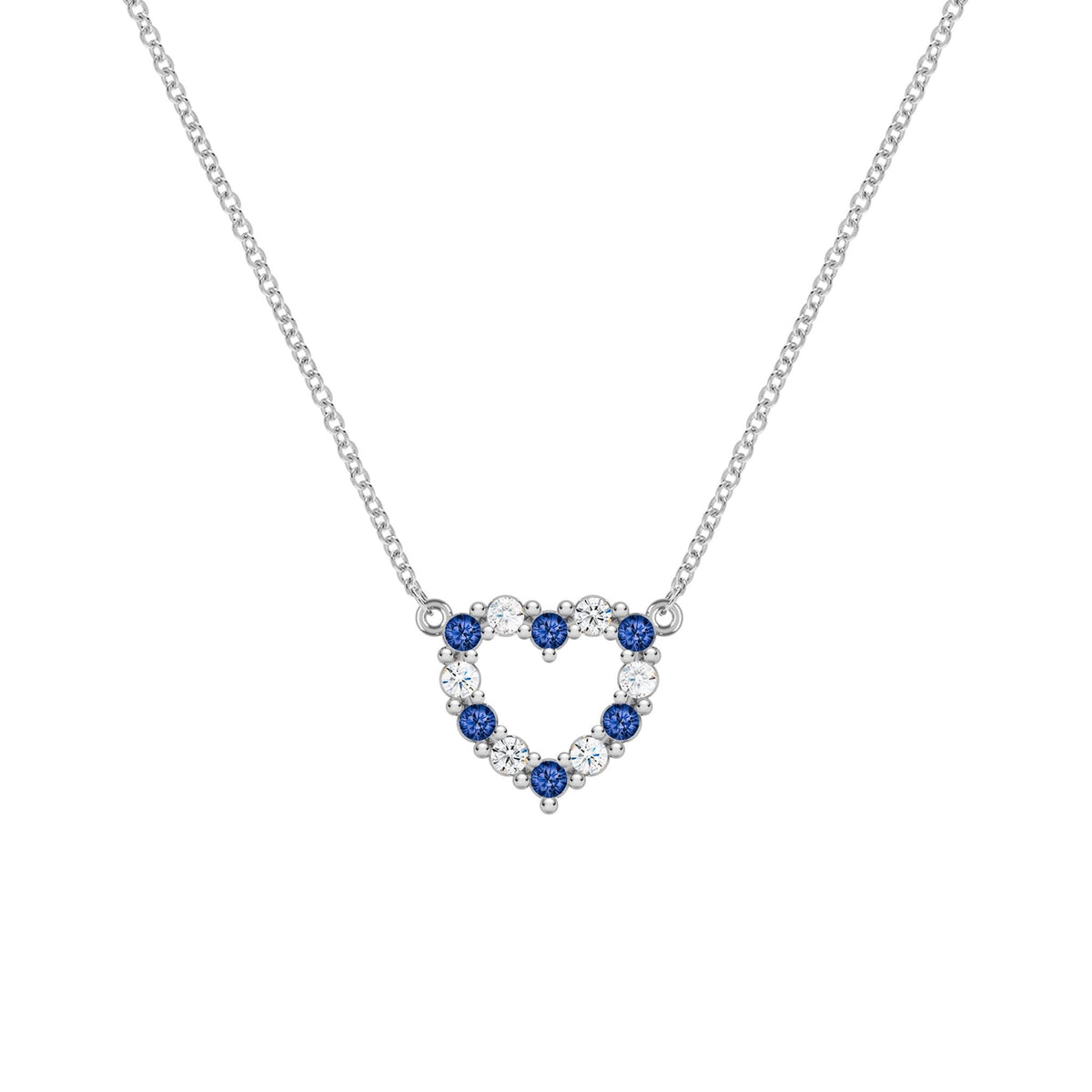 Rosecliff Small Heart Diamond & Sapphire Necklace in 14k Gold (September)