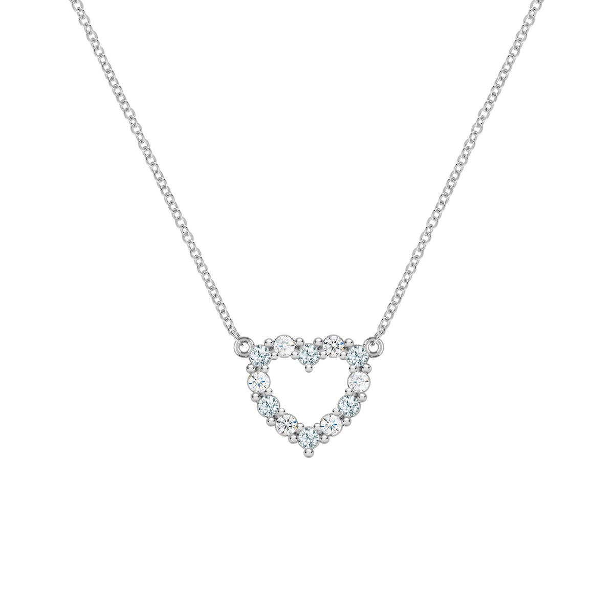 Rosecliff Small Heart Diamond & Aquamarine Necklace in 14k Gold (March)