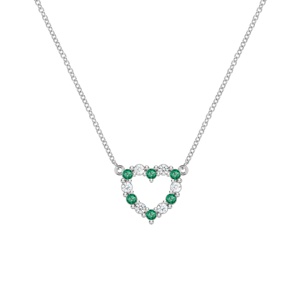 Rosecliff Small Heart Diamond & Emerald Necklace in 14k Gold (May)