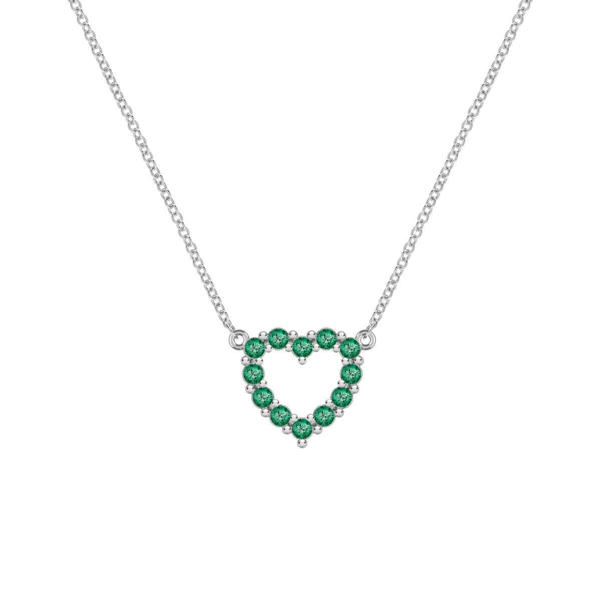 Rosecliff Small Heart Emerald Necklace in 14k Gold (May)