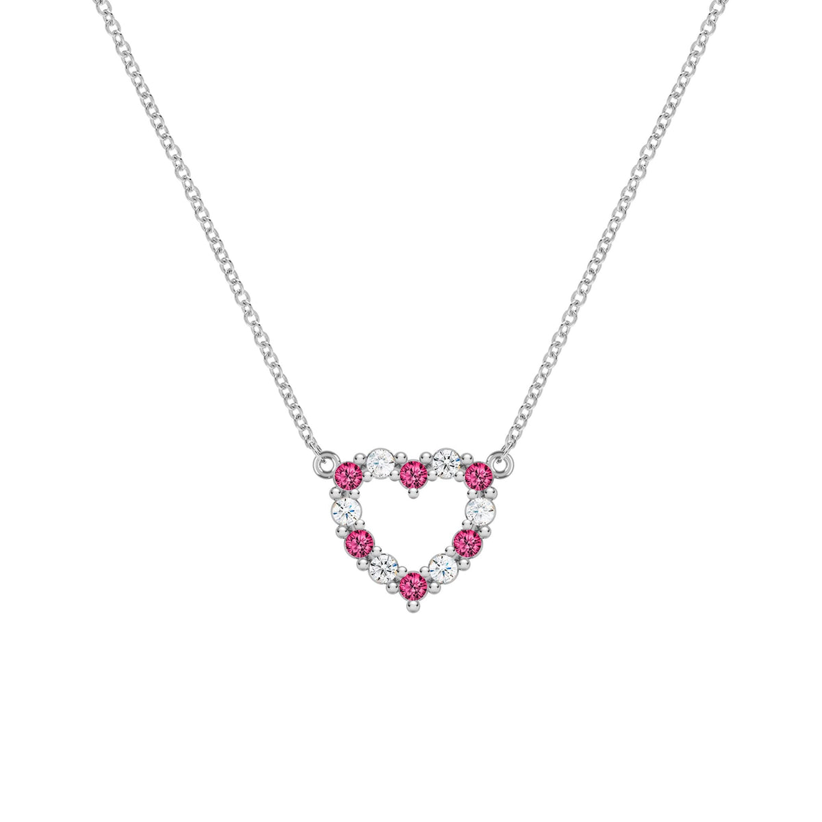 Rosecliff Small Heart Diamond & Ruby Necklace in 14k Gold (July)