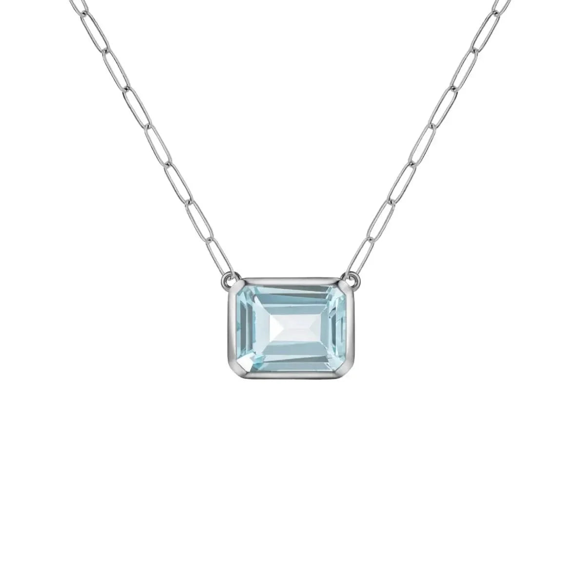 Warren Nantucket Blue Topaz Necklace on Adelaide Mini Chain in 14k Gold (December)