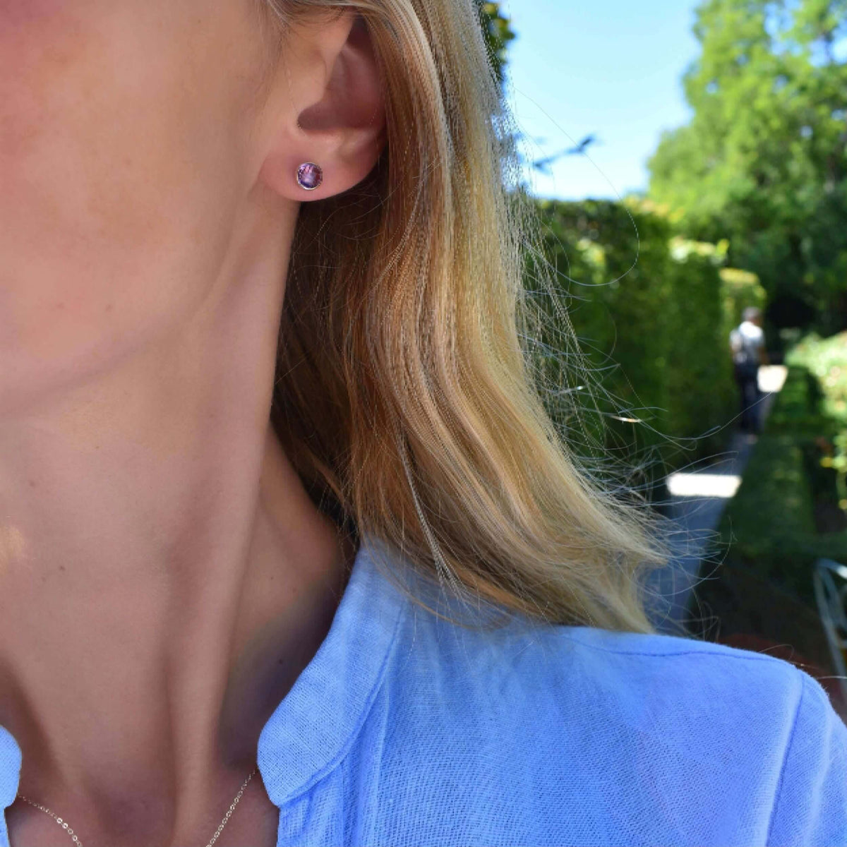 Grand Amethyst Stud Earrings in 14k Gold (February)