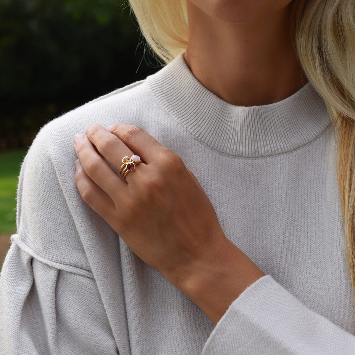 Grand Pink Opal Ring in 14k Gold (October)