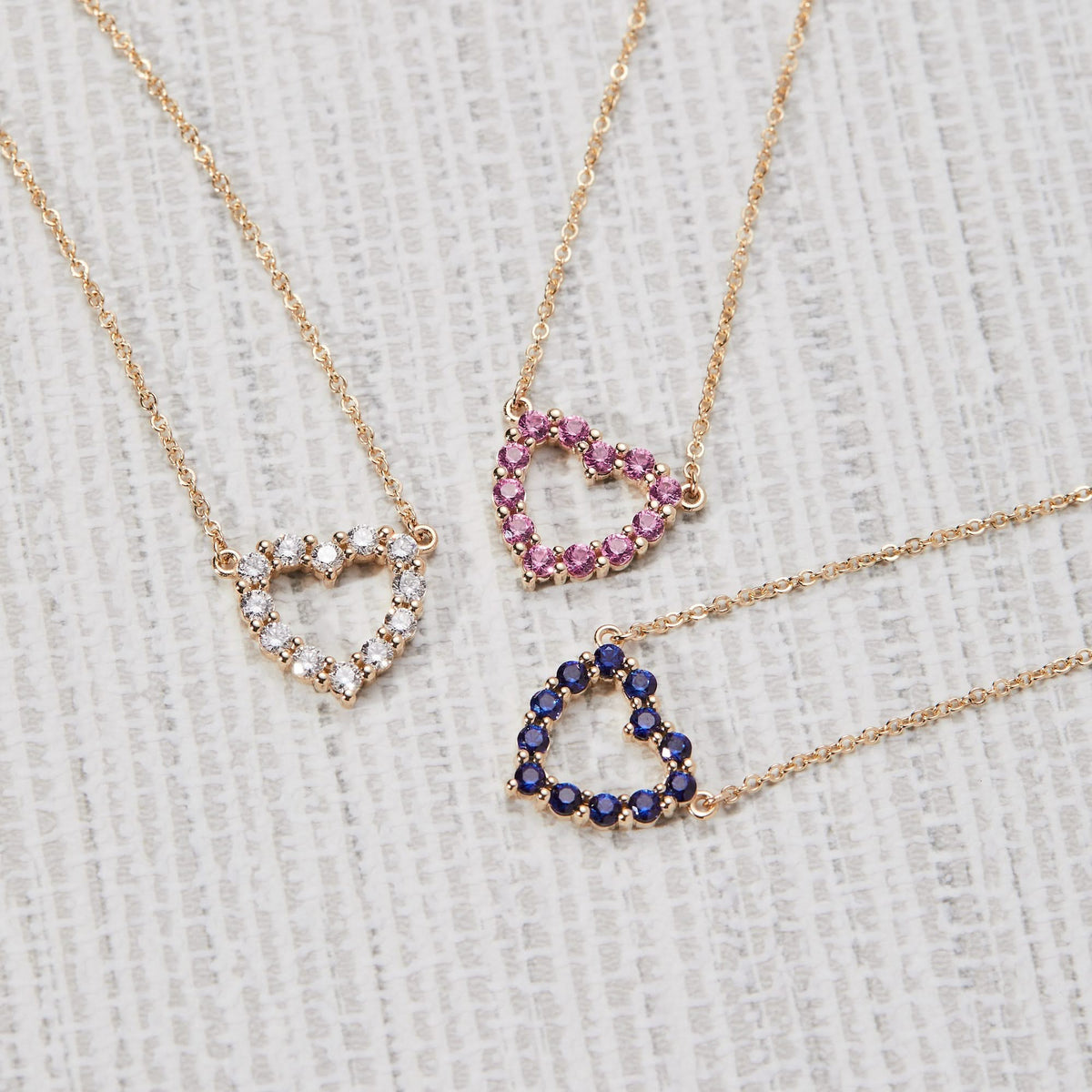 Rosecliff Small Heart Pink Sapphire Necklace in 14k Gold (October)