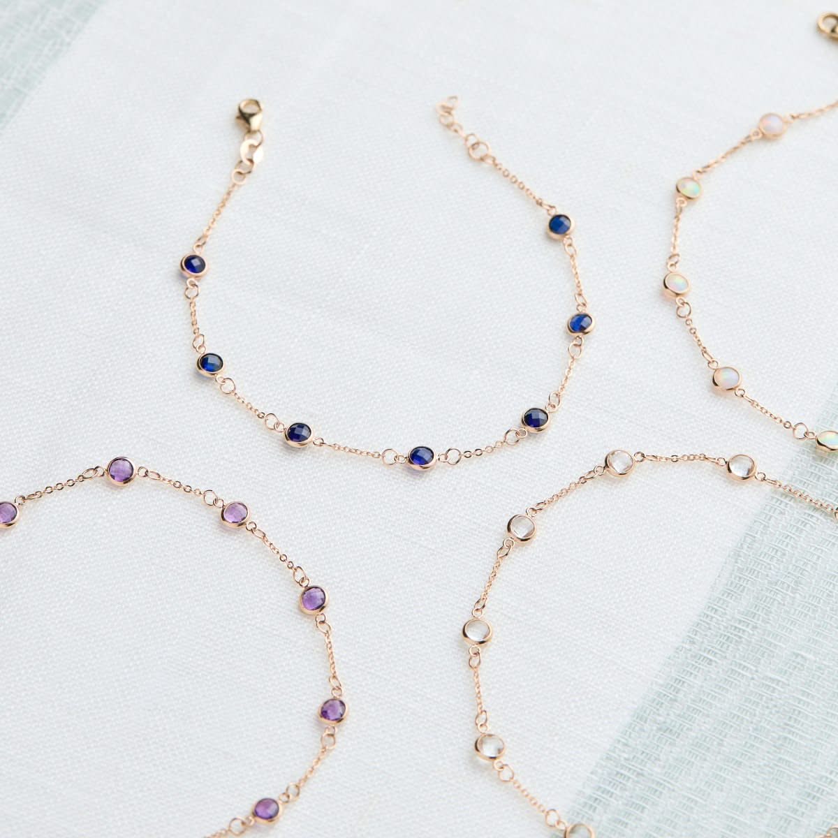 Bayberry 7 Sapphire Bracelet in 14k Gold (September)