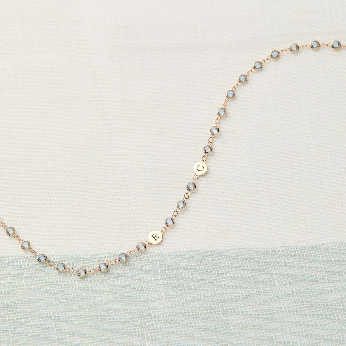 Newport 2 Letter Birthstone Necklace in 14k Gold