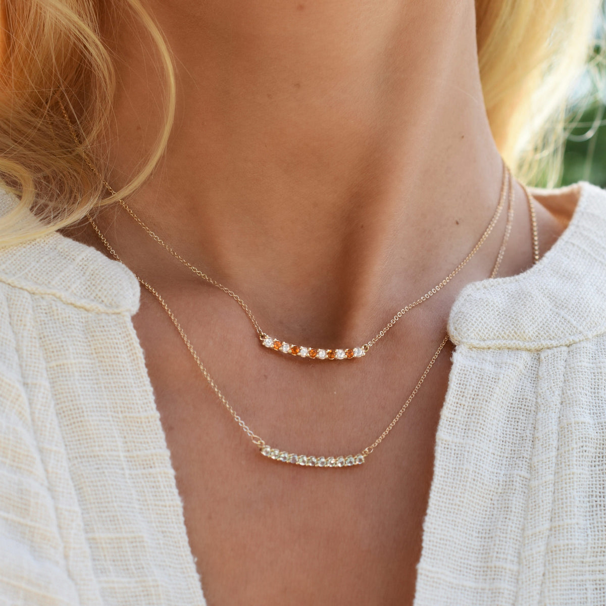 Rosecliff Diamond & Citrine Bar Necklace in 14k Gold (November)