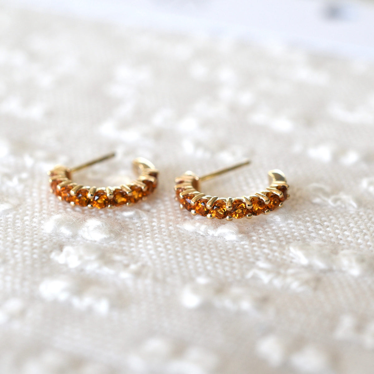 Rosecliff Citrine Huggie Hoop Earrings in 14k Gold (November)